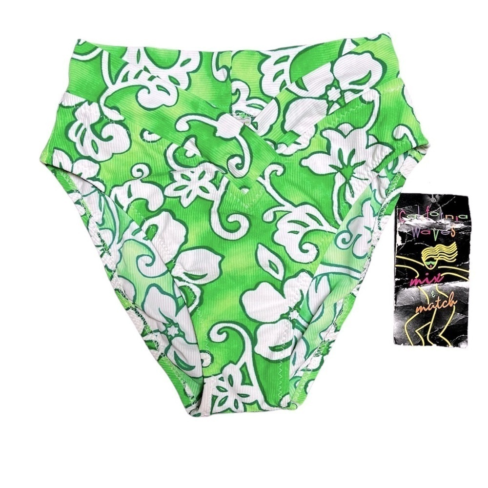 CALIFORNIA WAVES Vintage 90s High Waist Cheeky Bikini Bottom NWT Dead Stock M